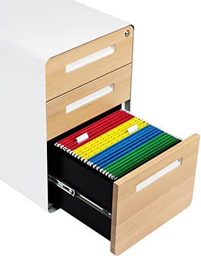 Laura Davidson Furniture Stockpile 3 Drawer File Cabinet with Lock - White/Wood
