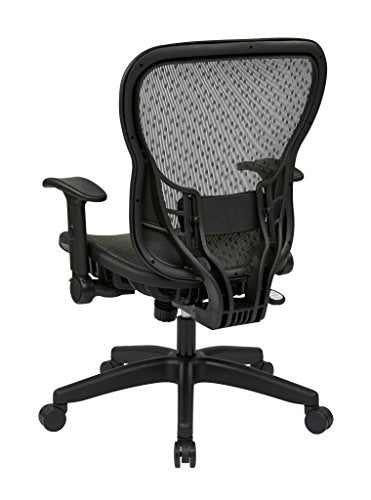 SPACE Seating R2 SpaceGrid Seat and Back, 2-to-1 Synchro Tilt Control, Adjustable Flip Arms, Nylon Base Adjustable Managers Chair, Black