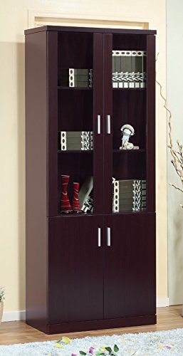 Benzara BM148727 Capacious Bookcase with 2 Adjustable Shelves, Brown