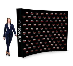 BANNER BUZZ MAKE IT VISIBLE Fabric Pop Up Curved Display, Trade Show Display Backdrop Booth, Aluminium Pop Up Frame, Outdoor Business Advertising Stand, 10’ Width X 8’ Height (Print with Hardware)
