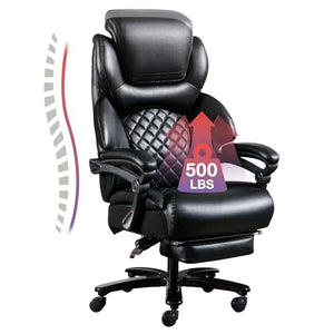Blue Whale Big and Tall Office Chair 500lbs with Adjustable Lumbar Support, Footrest, and Headrest