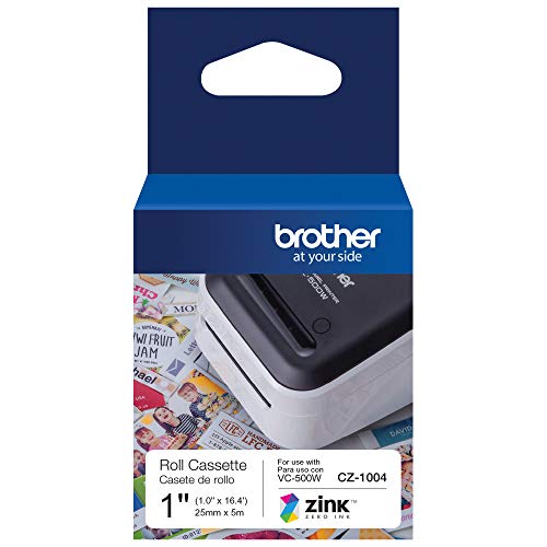 Brother VC-500W Versatile Compact Color Label and Photo Printer with Wireless Networking & Genuine CZ-1004 Continuous Length 1” (1.0”) 25 mm Wide x 16.4 ft. (5 m) Long Label Roll