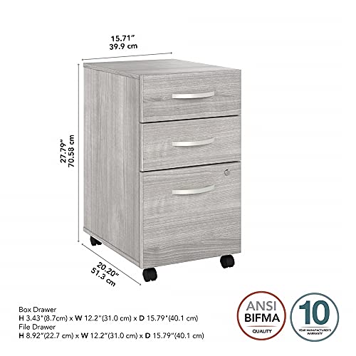 Bush Business Furniture Hybrid 3 Drawer Mobile File Cabinet - Assembled, Platinum Gray