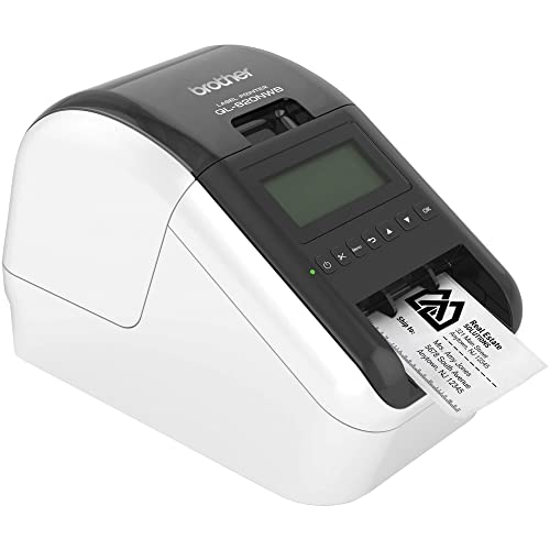 Brother QL-820NWBB Professional Ultra Flexible Label Printer with Wired, Wireless and Bluetooth Connectivity - 110 Labels Per Minute, 300 x 600 dpi, Backlit Monochrome LCD Display, Auto Cut