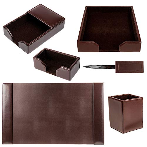 Dacasso Bonded Leather 6-Piece Desk Set, Dark Brown (D3601)