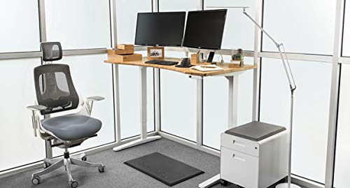 UPLIFT Desk V2 Bamboo Standing Desk with 1" Thick Carbonized Bamboo Curve Desktop, Height Adjustable Frame (Industrial), Adv. Memory Keypad & Wire Grommets (Black), Bamboo Motion-X Board (72" x 30")