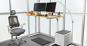 UPLIFT Desk V2 Bamboo Standing Desk with 1" Thick Carbonized Bamboo Curve Desktop, Height Adjustable Frame (White), Advanced Memory Keypad & Wire Grommets (White), Bamboo Motion-X Board (60" x 30")