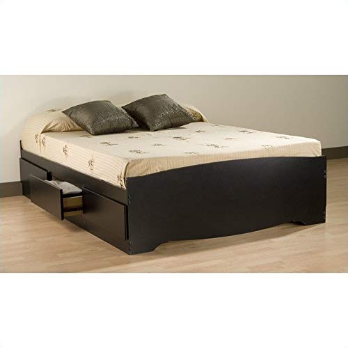 Prepac Sonoma Bookcase Platform Storage Bed with Headboard in Black-Twin - Twin