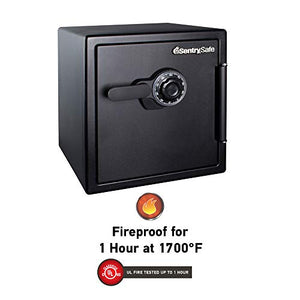 SentrySafe SFW123CU Fireproof Waterproof Safe with Dial Combination, 1.23 Cubic Feet, Black