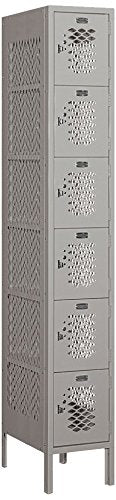 Salsbury Industries 76168GY-U Six Tier Box Style 12-Inch Wide 6-Feet High 18-Inch Deep Unassembled Vented Metal Locker, Gray
