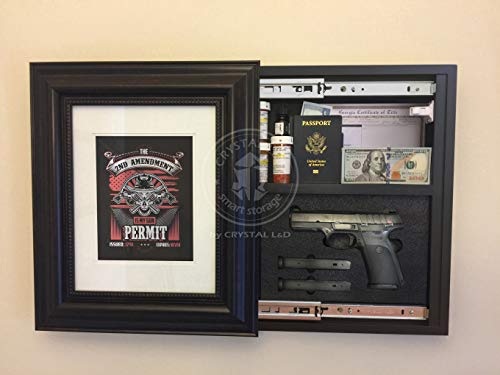 CRYSTAL L&D Hidden Storage Photo Frame for Gun and Valuables 20 in. x 17 in. w/Magnetic Lock (Brown)