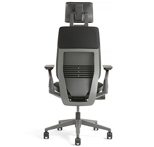 Steelcase Gesture Office Chair with Headrest & Lumbar Support - Cogent Connect Concord Fabric - Low Black Frame