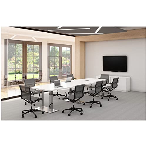 Generic 8 ft Modern Executive Conference Room Table with Metal Steel Legs - Mahogany