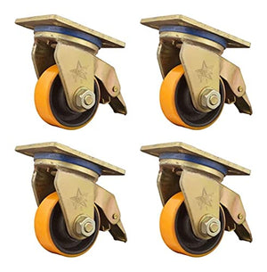 ROLTIN Office Castors Plate Casters 4-Piece Furniture Swivel Rubber Industrial Castors with Brakes (Color: Fixed Cast)