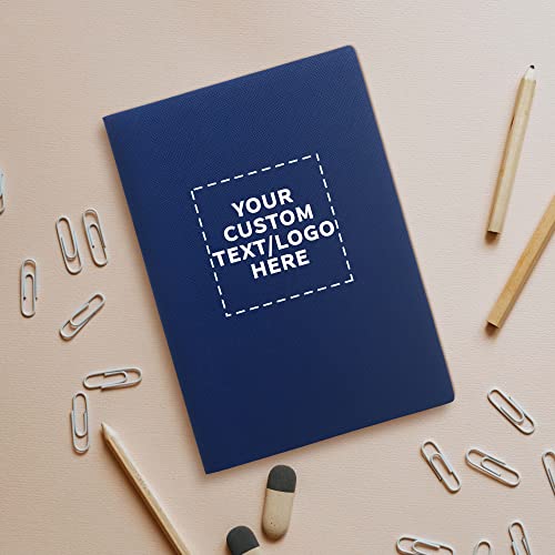 24 Charleston Soft Bound Journals Pack - Customizable Text, Logo - Ivory Paper, Dotted, Lines, With Bookmark - Blue