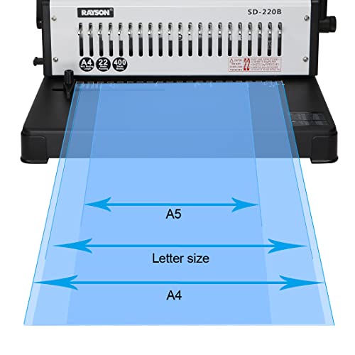 RAYSON SD-220B 21-Hole Comb Binding Machine, Max. Punch 20 Sheets, Binding 400 Sheets
