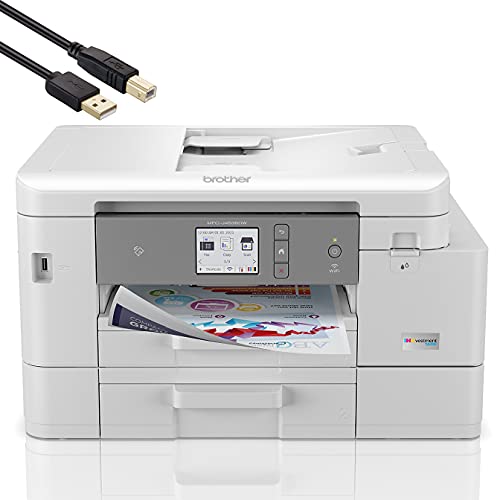 Brother MFC-J4535D INKvestment Tank Wireless Color Inkjet All-in-One Printer - Print Copy Scan Fax - 20 ppm, 4800 x 1200 dpi, 8.5" x 14" Legal, Auto Duplex Printing, 20-sheet ADF, BROAGE Printer Cable