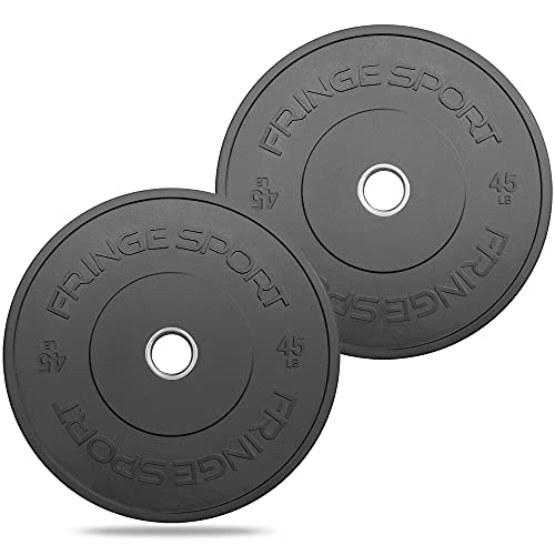 Fringe Sport Milspec Black Bumper Plate 45lb Weight Set for Weightlifting and Strength Training, Durable & Strong Olympic Weight Plates - Perfect for Small Gym Weight Set