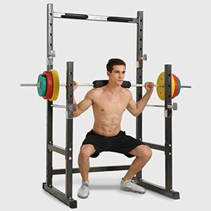 XESRT Adjustable Power Rack, Half Power Cage Squat Rack, Multi-Function Workout Station for Weightlifting Bodybuilding Strength Training Equipment