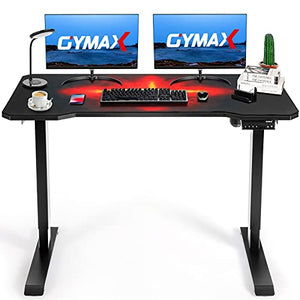 GYMAX Electric Standing Desk, Adjustable Height Computer Workstations 48 x 24 inches with Memory Controller & Fully Covered Mouse Pad, Sit Stand Up Desk for Home Office