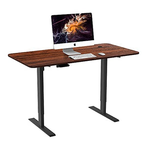HOUSEELF Electric Adjustable Standing Desk - 55 x 28 Inches Sit Stand Computer Desk with Large Wooden Desktop for Home, Office, Workstation, Easy to Assemble, Walnut