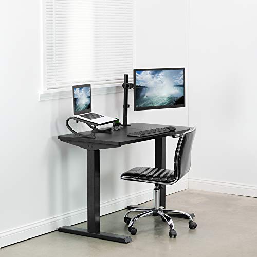 VIVO Manual 43 x 24 inch Stand Up Desk, 3 Section Table Top with Frame, Height Adjustable Standing Workstation with Foldable Handle, Black, DESK-MB43TB