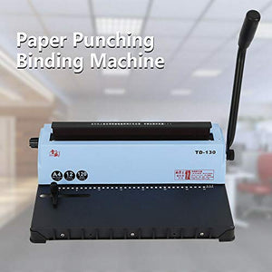 Binding Machine 34 Hole Puncher Manual Calendar Paper File Menu Punching Machine Spiral Coil Iron Ring A4 Binding Punching Machine for Schools, Offices, Photo Studios