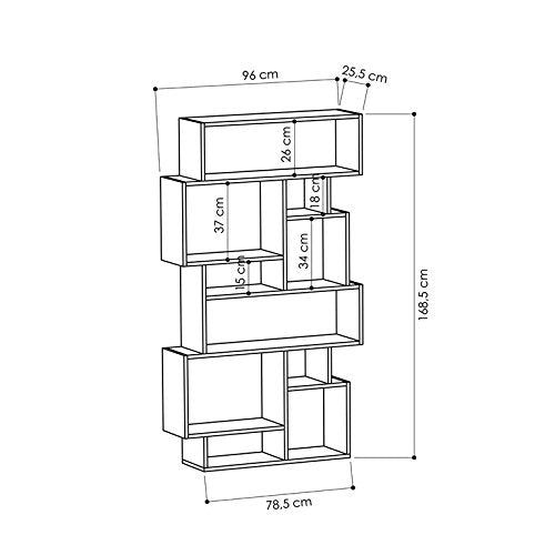 Ada Home Décor  Berkshire Bookcase, 38'' x 66'' x 10'' , Anthracite