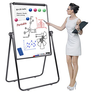 Dry Erase Board with Stand, Double Sided Magnetic Whiteboard with Stand, 36 x 24 Inch Portable Whiteboard with Height Adjustable