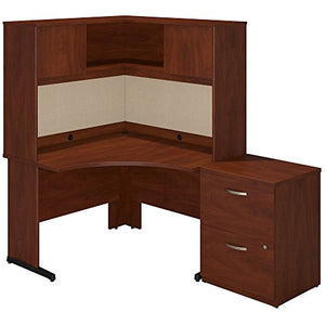 Bush Business Furniture Series C Elite 48W x 48D C Leg Corner Desk with Hutch and Storage in Hansen Cherry