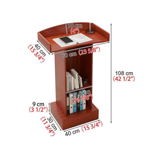 Kunovo Stand Up Podium with 2 Tier Storage - Ideal for Auditoriums, Churches, Schools, Hotels, and Restaurants