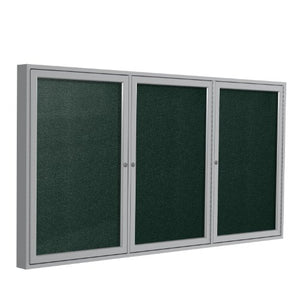 Ghent 36"x72"  3-Door Outdoor Enclosed Vinyl Bulletin Board, Shatter Resistant, with Lock, Satin Aluminum Frame - Ebony (PA33672VX-183), Made in the USA