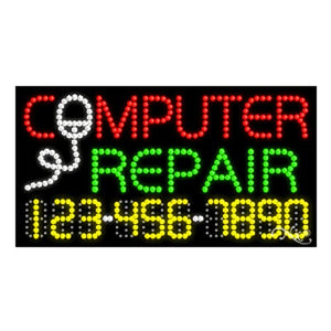 LED Computer Repair Sign for Business Displays | Electronic Light Up Sign for Retail Businesses | 32"W x 17"H x 1"D