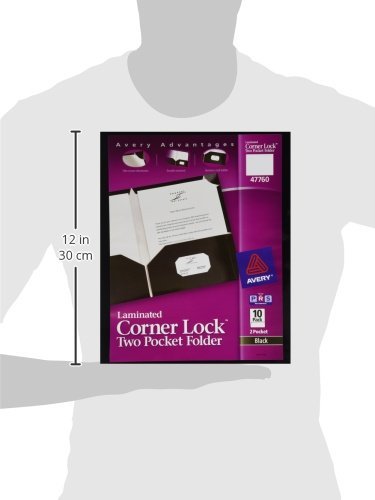 Avery Corner Lock Two-Pocket Folders, Black, Pack of 10 (47760)