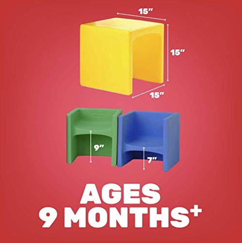 Constructive Playthings-MT-1156 Kids Multi-Use Cube Chair, Multicolor (Set of 4)