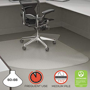 Deflecto CM14002K SuperMat Frequent Use Chair Mat, Medium Pile Carpet, 60 x 66, L-Shape, Clear
