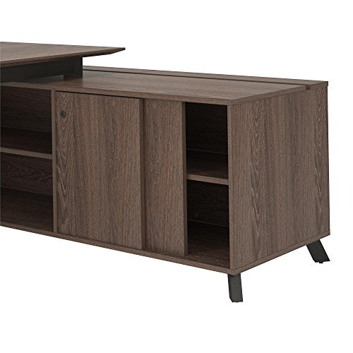 Ameriwood Home 9291196COM AX1 L-Shape Desk, Medium Brown