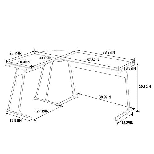 L-Shaped Desk Computer Corner Desk, Home Gaming Desk, Office Writing Workstation Space-Saving, Easy to Assemble, Black