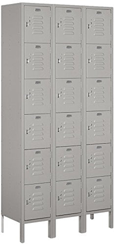 Salsbury Industries 66362GY-U Six Tier Box Style 36-Inch Wide 6-Feet High 12-Inch Deep Unassembled Standard Metal Locker, Gray