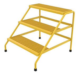 Vestil Aluminum Step Stand, 3 Step Wide Welded, Yellow