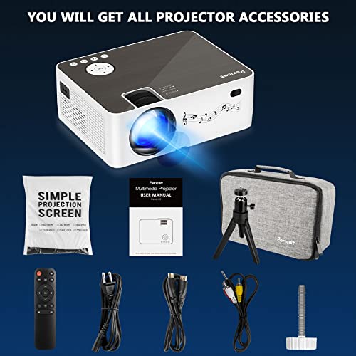 Pericat WiFi Bluetooth 5G Native 1080P Projector with 4K Support, 350'' Display - iPhone, TV Stick, Mac Compatible