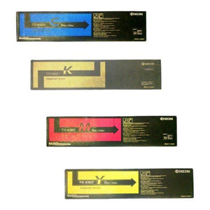 "Kyocera TK-8307K TK-8307C TK-8307M TK-8307Y Toner Cartridge Set (Black Cyan Magenta Yellow) in Retail Packaging