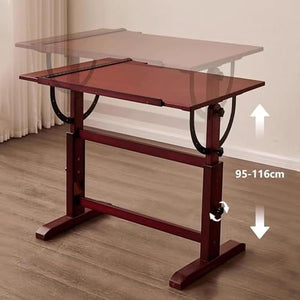 MOUNW Large Wood Drafting Table with Height and Angle Adjustment - 60x90CM, T-Square Ruler - Ideal for Artwork and Writing