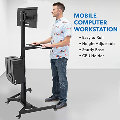 Mount-It! Adjustable Mobile PC Workstation with Single Monitor Mount