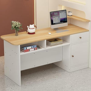 LLINVX Reception Counter Desk with Display Shelf & Drawers