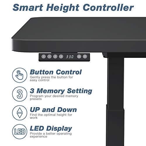 Electric Stand Up Desk Frame, Dual Motor Height Adjustable Sit Stand Standing Desk Base Workstation with Memory Settings, Frame Only, Black