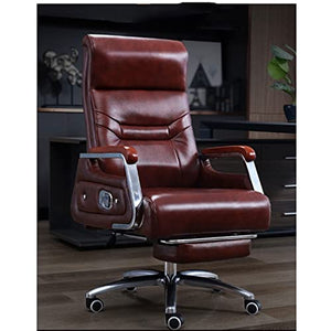 XZBXGZWY Boss Chair with Footrest and Cowhide Backrest