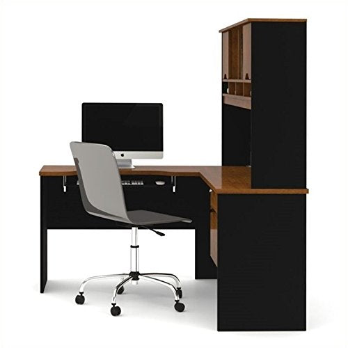 Bowery Hill L-Shaped Computer Workstation with Hutch in Tuscany Brown