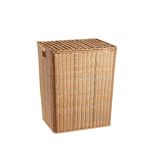 XXIAO Household Items Trash Can Woven Basket Wastebasket Rectangular Garbage Container Bin with Handles for Bathrooms, Home Offices 45x35x54cm Multifunctional Trash can (Color : Light Brown)