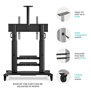 ONKRON Mobile TV Stand for 60"-100" TVs up to 301 lbs - Height Adjustable - Max VESA 1000x600 - Black